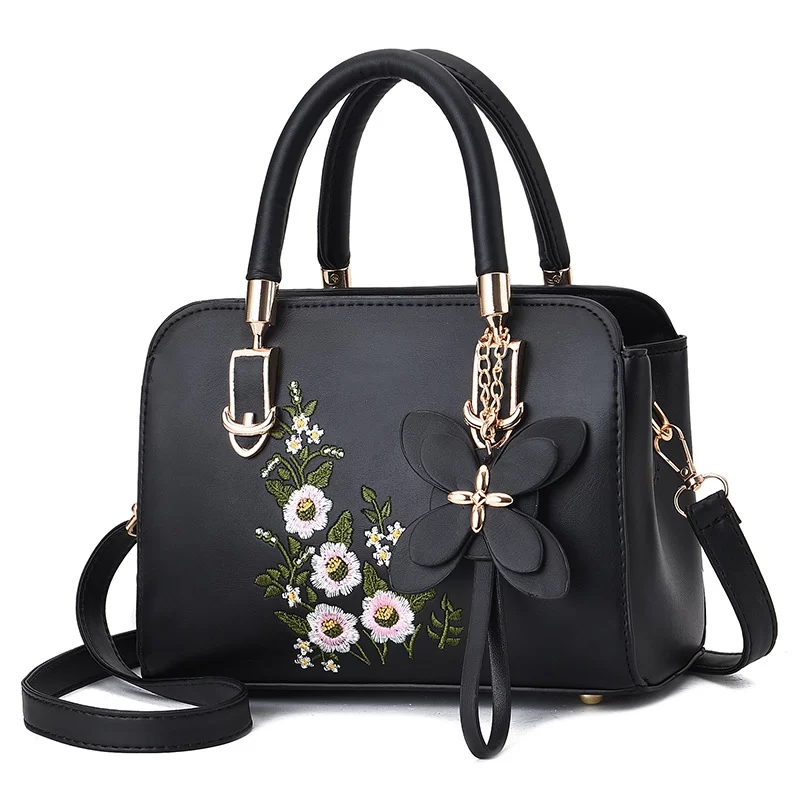 1pc New Fashion Shoulder Bag Large Capacity Soft Leather Handbag Embroidered  Crossbody_2