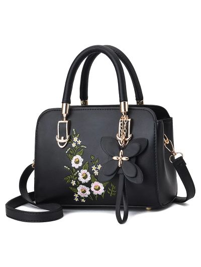 1pc New Fashion Shoulder Bag Large Capacity Soft Leather Handbag Embroidered  Crossbody